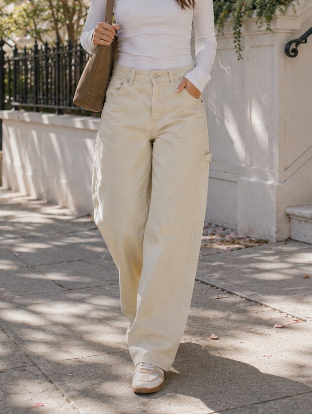 NWT Kuwalla Beige High-Rise Carpenter Twill Pants | Utility Workwear Wide Leg